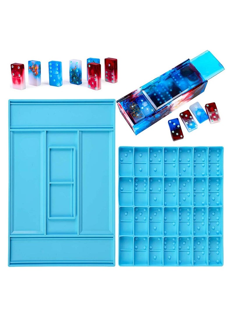 SYOSI Dominoes Storage Box Resin Molds Resin Molds Domino Silicone Molds Dot Dominoes Silicone Molds Domino Epoxy Resin Molds DIY Craft Tool Domino Game Silicone Molds - Image 1