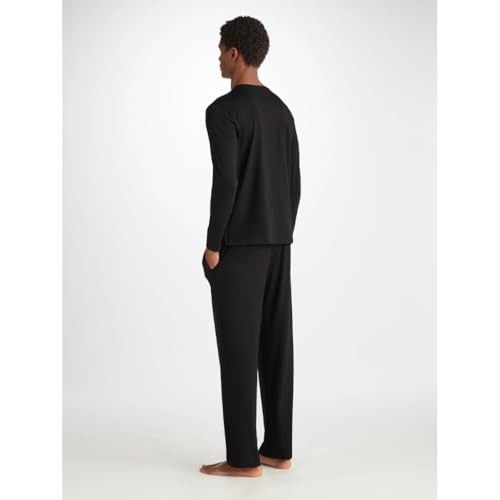 Derek Rose Men's Modal Crew Neck Long Sleeve Shirt (Basel 1 Black, XX-Large) - Image 3