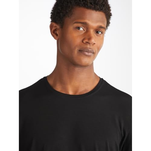 Derek Rose Men's Modal Crew Neck Long Sleeve Shirt (Basel 1 Black, XX-Large) - Image 4