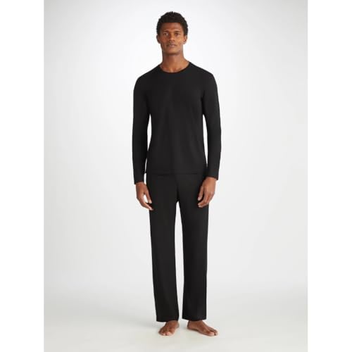 Derek Rose Men's Modal Crew Neck Long Sleeve Shirt (Basel 1 Black, XX-Large) - Image 2