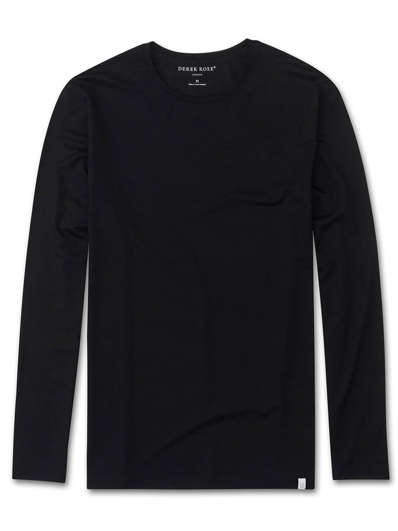 Derek Rose Men's Modal Crew Neck Long Sleeve Shirt (Basel 1 Black, XX-Large) - Image 1