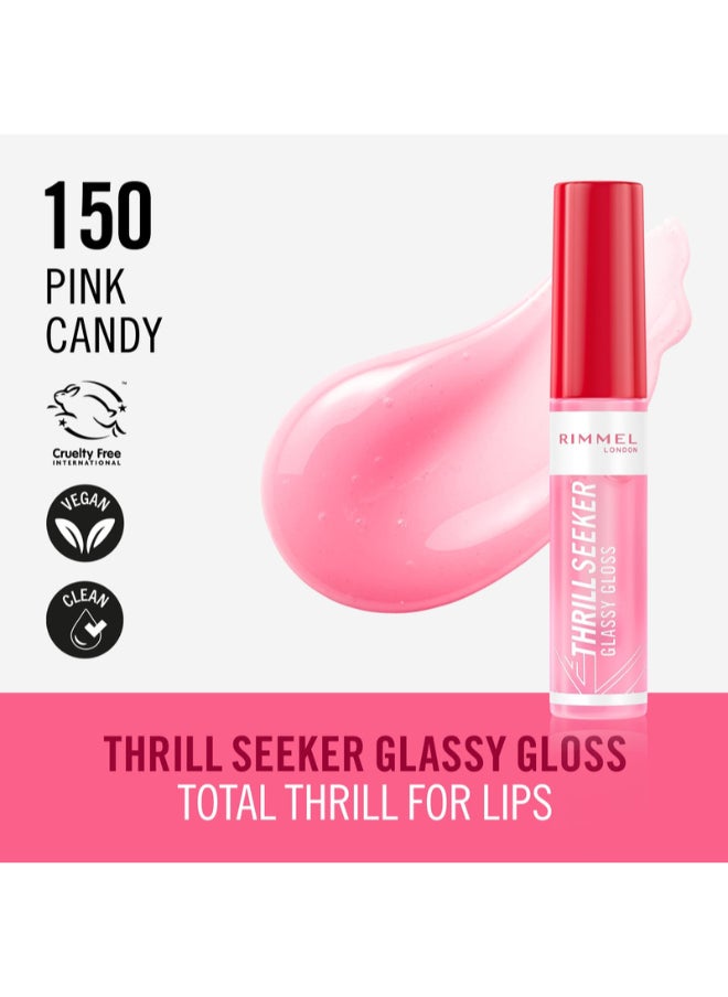RIMMEL LONDON Thrill Seeker Glassy Gloss Lip Gloss - 150 - Pink Candy, 10Ml  - Image 2