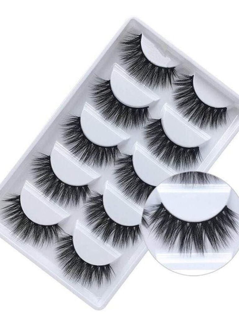 ORiTi False Eyelashes, 5 Pairs 3D Natural Fluffy Fake Lashes, Hand-made Dramatic Thick Crossed Cluster Fake Eye Lashes,Reusable Soft Long Lashes Pack for Makeup (F810) - Image 1