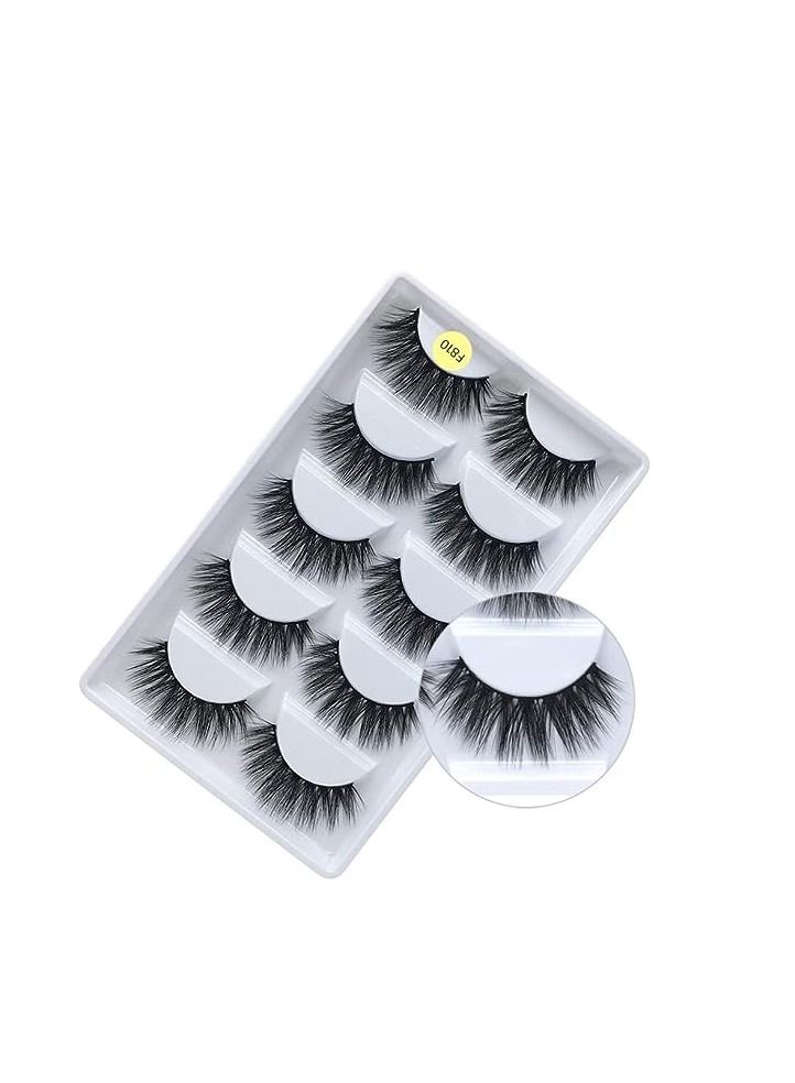ORiTi False Eyelashes, 5 Pairs 3D Natural Fluffy Fake Lashes, Hand-made Dramatic Thick Crossed Cluster Fake Eye Lashes,Reusable Soft Long Lashes Pack for Makeup (F810) - Image 5
