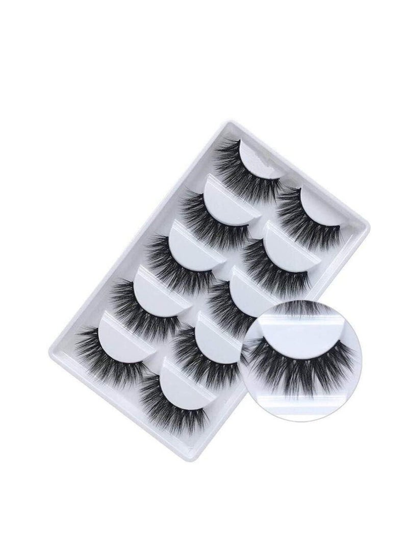 ORiTi False Eyelashes, 5 Pairs 3D Natural Fluffy Fake Lashes, Hand-made Dramatic Thick Crossed Cluster Fake Eye Lashes,Reusable Soft Long Lashes Pack for Makeup (F810) - Image 2