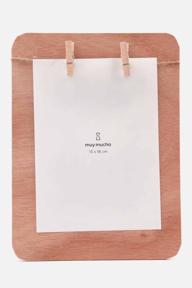 Muy Mucho Photo Frame With Clothes Pins, Natural - Image 1