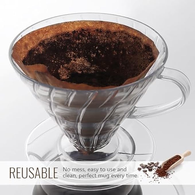 HASTHIP V60 Plastic Coffee DripperHeat Resistant Pour Over Cone With HandleReusable Resin Coffee Filter Fits 14 Cup Manual PourOver Maker For Home Cafe Slow Brewing Alternative To Ceramic Dripper - Image 5
