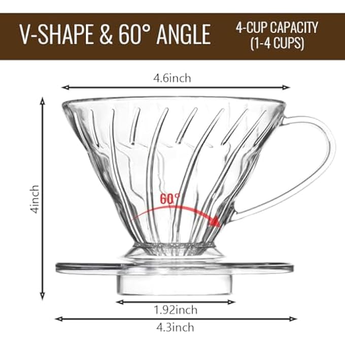 HASTHIP V60 Plastic Coffee DripperHeat Resistant Pour Over Cone With HandleReusable Resin Coffee Filter Fits 14 Cup Manual PourOver Maker For Home Cafe Slow Brewing Alternative To Ceramic Dripper - Image 3
