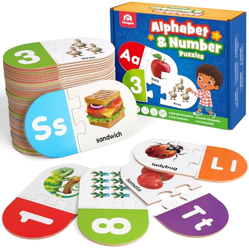 Coogam Learning Alphabet Matching Game, 36pcs Self-Correcting Sight Words Letter Number Cards, Fine Motor Educational Montessori Toy for Preschool Kindergarten 3 4 5 Years Old - Image 1