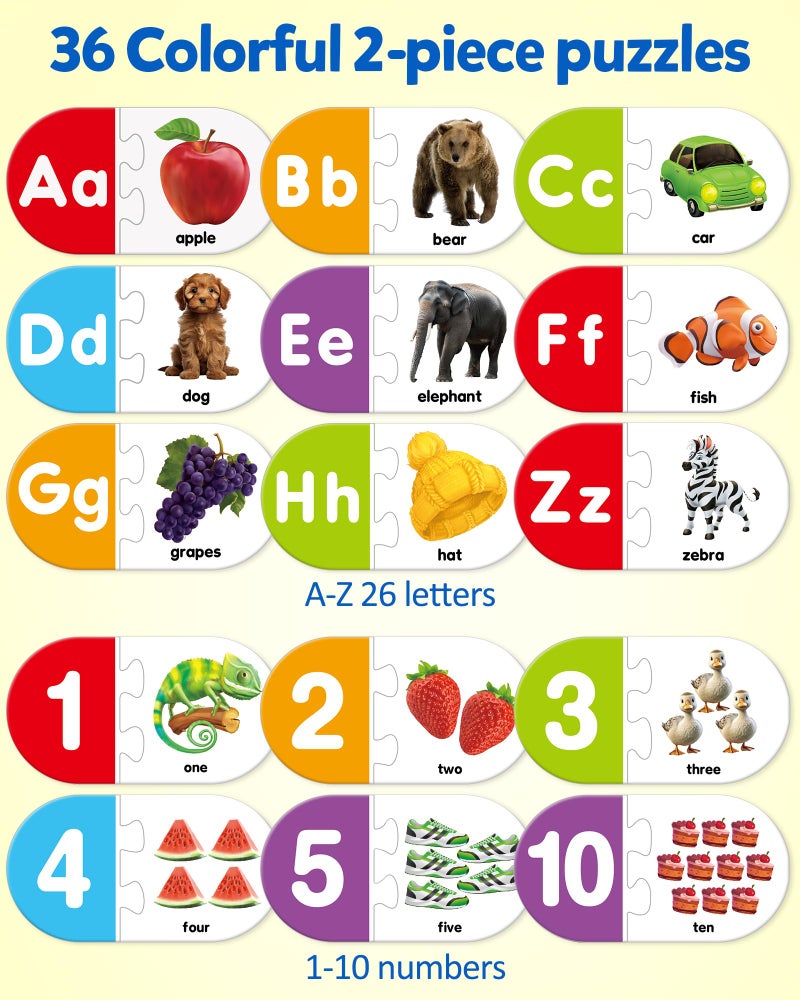 Coogam Learning Alphabet Matching Game, 36pcs Self-Correcting Sight Words Letter Number Cards, Fine Motor Educational Montessori Toy for Preschool Kindergarten 3 4 5 Years Old - Image 2