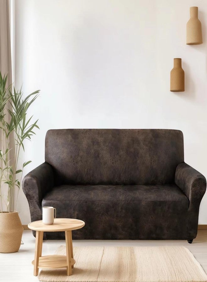 ANARACHON غطاء أريكة أناراشون، أغطية أريكة للأرائك الجلدية، أغطية أريكة مطاطية ذات ملمس يشبه الجلد، قابلة للغسل، لا تتكتل، غطاء أريكة من قطعة واحدة غير قابل للانزلاق للكلاب والقطط والأطفال (أريكة، بني) - Image 2