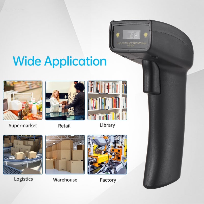 2D Wireless BT+2.4G Barcode Scanner Handheld USB Wired 1D Bar Code Reader Manual Trigger 640*480 CMOS Scanning Support Paper and Screen Code Compatible with Windows Android MAC for Supermarket Retail - Image 4