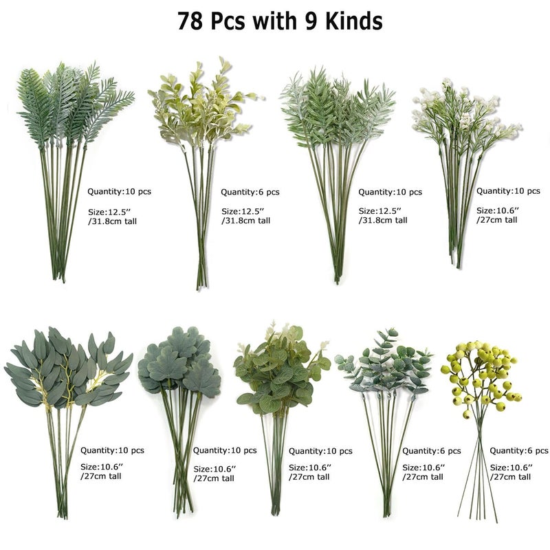 OrgMemory 78Pcs Faux Flowers, Artificial Greenery Stems, Greenery for Centerpieces for DIY Bridal Bouquets Wedding Floral Arrangement Table Centerpieces - Image 2