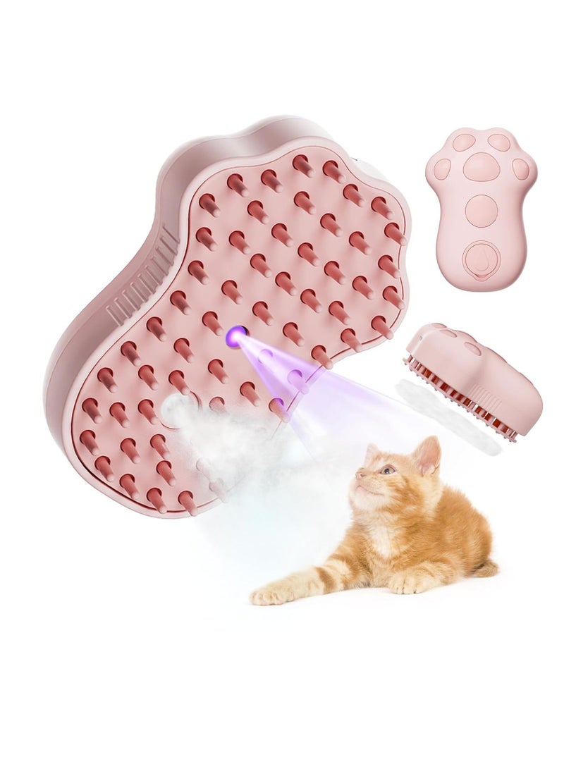 general Steamy Cat Brush, 4 In 1 Pet Steam Brush with Ultraviolet Rays, Pet Cleaning and Massage Brush, Used for Dandruff and Loose Hair on Cats, Suitable for Various Furry Pets, Pink Cat Claw - Image 1
