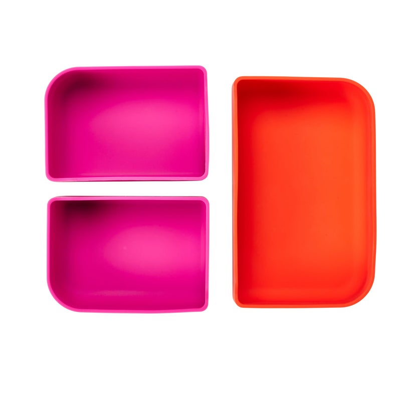 LunchBots Build -a- Bento Lunch Box, Silicone Bento Box for Kids, Multi-Compartment Lunch Container, Oven & Dishwasher Safe, BPA Free, 32 oz - Tie Dye Pink - Image 3
