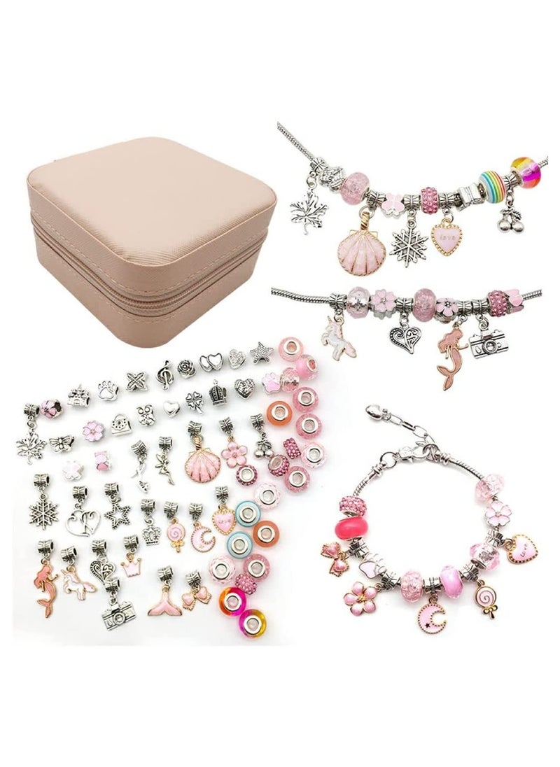 66pcs Charm Bracelet Making Kit, Teen Girl Gifts Jewelry Making Kit, Unicorn/Mermaid Girl Toys Art Supplies Crafts for Girls Age 5-12  - Image 2