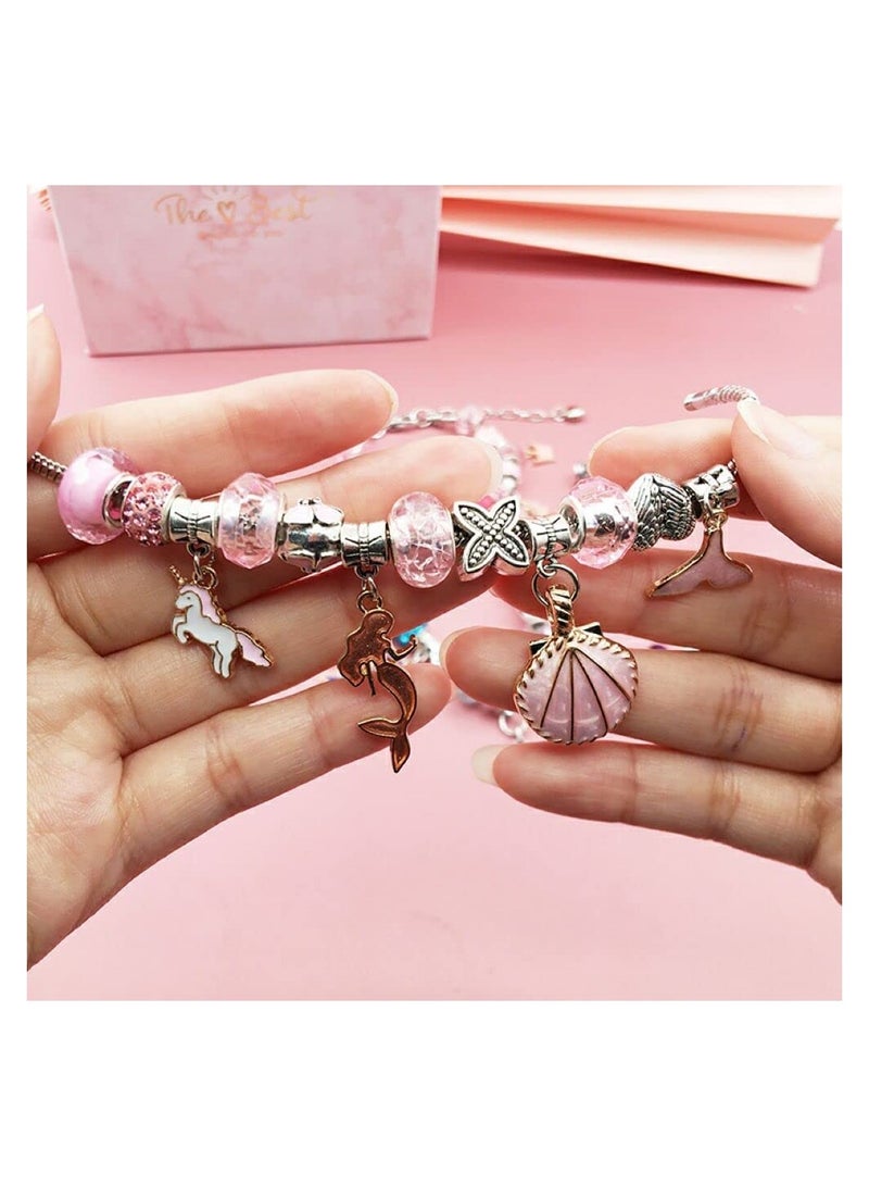 66pcs Charm Bracelet Making Kit, Teen Girl Gifts Jewelry Making Kit, Unicorn/Mermaid Girl Toys Art Supplies Crafts for Girls Age 5-12 - Image 3