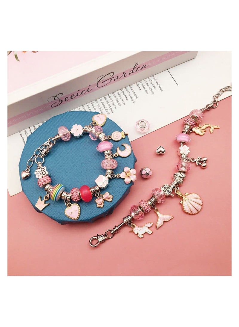66pcs Charm Bracelet Making Kit, Teen Girl Gifts Jewelry Making Kit, Unicorn/Mermaid Girl Toys Art Supplies Crafts for Girls Age 5-12 - Image 4