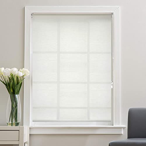 Deco Window Sheer Roller Blinds for Windows (37 Inches W X 84 Inches H, Ivory) Roll-Up Shades, Light Filtering, Sun UV Protection Polyester Curtains for Home & Office - Image 2