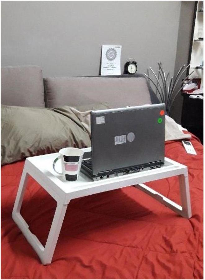 HOMESTAR Bed Tray Table With Folding Legs Portable Folding Laptop Desk for Bed for Multiple Uses White - Image 4