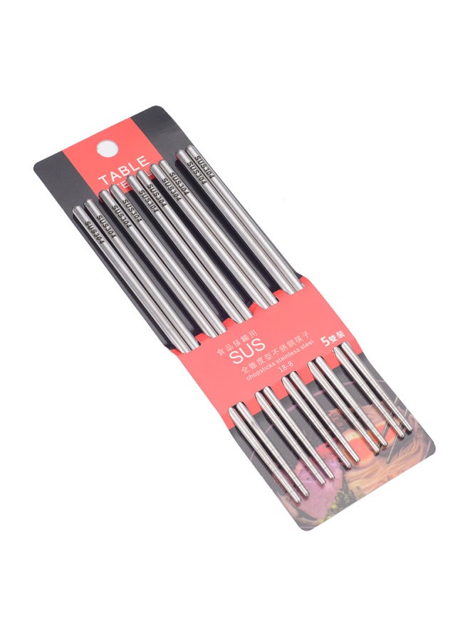Six-ring Stainless Steel Chopsticks 304 Non-slip High Temperature Hotel Restaurant Laser Household Chinese Chopsticks Set Wholesale-Color:23cm Bare Body 5 Double Card Paper  - Image 1