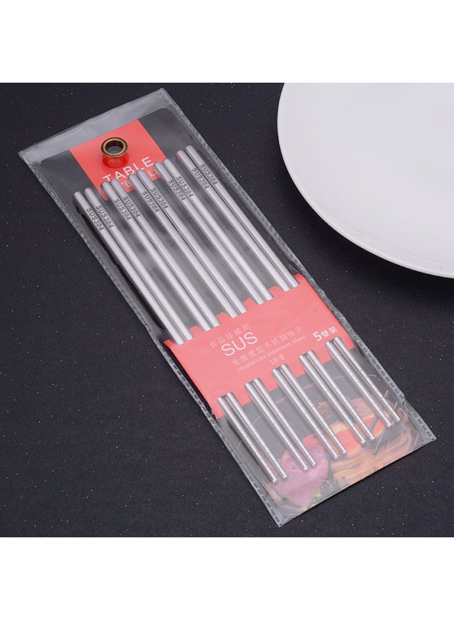 Six-ring Stainless Steel Chopsticks 304 Non-slip High Temperature Hotel Restaurant Laser Household Chinese Chopsticks Set Wholesale-Color:23cm Bare Body 5 Double Card Paper  - Image 5
