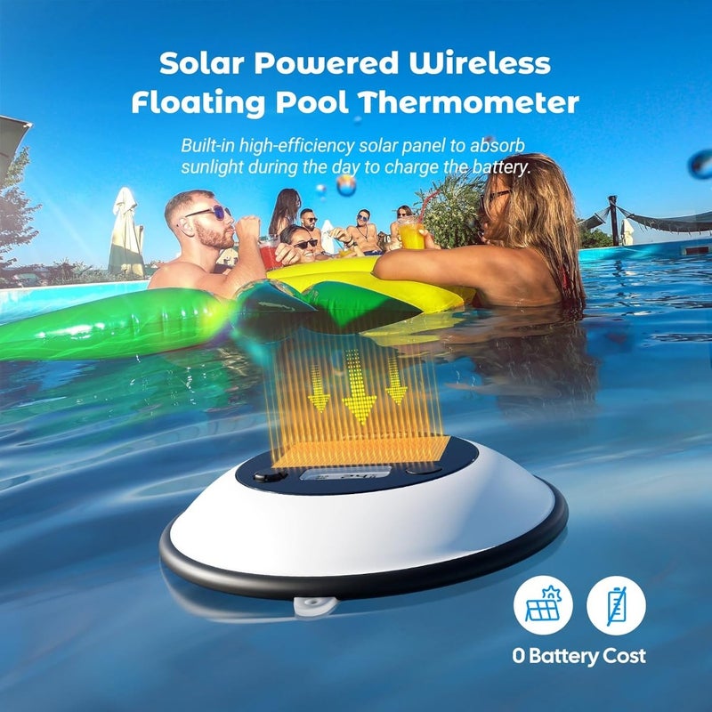 Wireless Floating Pool Thermometer IBS-P05R Solar Powered IP68 Waterproof Smart Vibe Light with 7 Colors Remote Control, 300m Range Comfort Level Indicator For Pools, Hot Tubs, Ponds - Image 4
