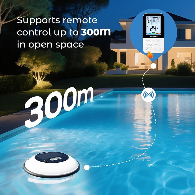 Wireless Floating Pool Thermometer IBS-P05R Solar Powered IP68 Waterproof Smart Vibe Light with 7 Colors Remote Control, 300m Range Comfort Level Indicator For Pools, Hot Tubs, Ponds - Image 5