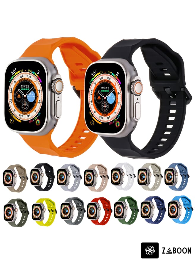 Zaboon Replacement Band For Apple Watch 8 45mm Ripple Silicone Sports - Image 3