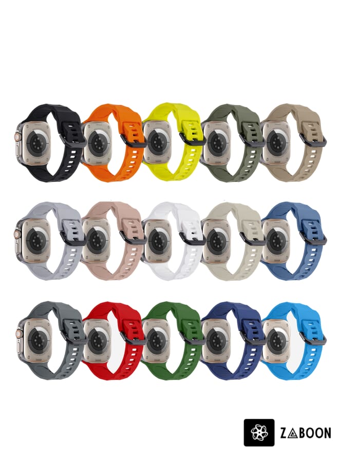 Zaboon Replacement Band For Apple Watch 8 45mm Ripple Silicone Sports - Image 4