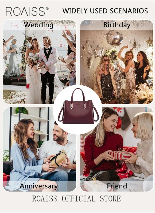 roaiss - High-End Texture Large Capacity Handbag for Women Stylish Elegant Shoulder Crossbody Bags with a Gift Bag for Mom Wife Bridal Suitable for Anniversary Birthday Gift or Ramadan - Image 1