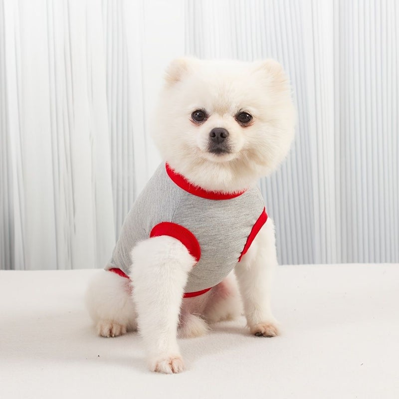 Queen Gray Lightweight Printed Ribbed Vest for Small Dogs Cats Summer Casual - Image 5