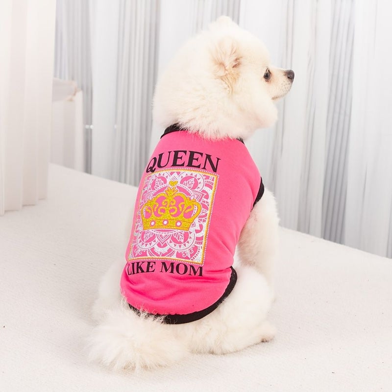 Queen Gray Lightweight Printed Ribbed Vest for Small Dogs Cats Summer Casual - Image 1