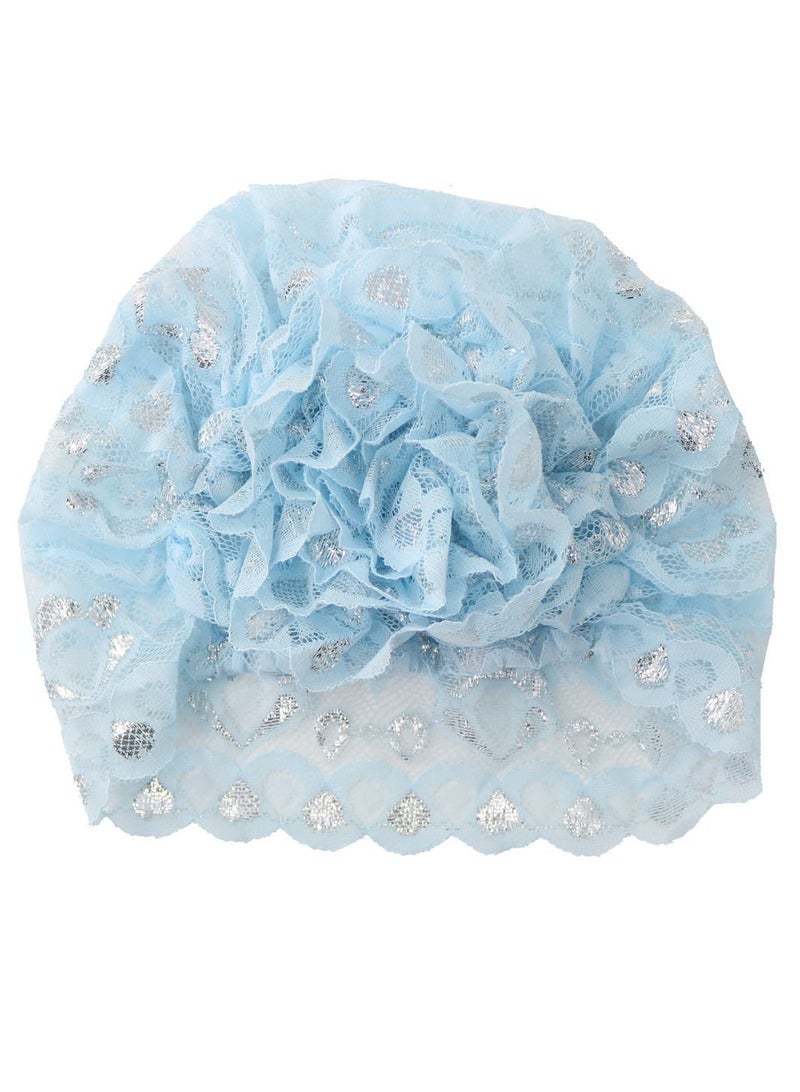 Loquat Women's Shiny Lace Hijab Inner Cap Sky Blue  - Image 3