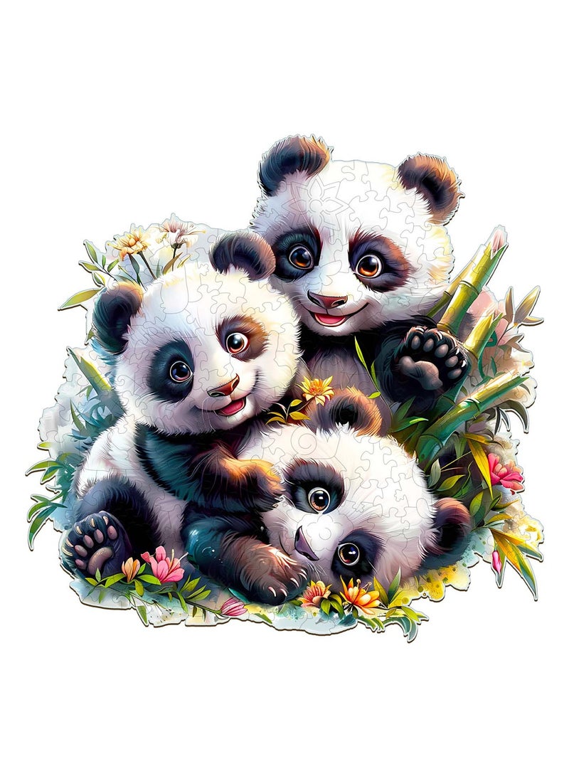 جالادون 200 قطعة من أحجيات الصور المقطوعة للكبار والصغار والمراهقين، أحجيات خشبية، ألعاب تعليمية لتخفيف التوتر، هدايا رمضانية فريدة، ديكورات منزلية طبيعية، نمط عائلة باندا لطيف - Image 1