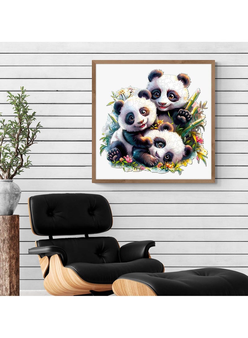 جالادون 200 قطعة من أحجيات الصور المقطوعة للكبار والصغار والمراهقين، أحجيات خشبية، ألعاب تعليمية لتخفيف التوتر، هدايا رمضانية فريدة، ديكورات منزلية طبيعية، نمط عائلة باندا لطيف - Image 2