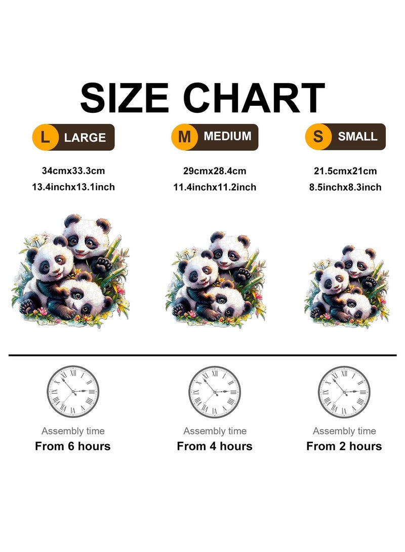 جالادون 200 قطعة من أحجيات الصور المقطوعة للكبار والصغار والمراهقين، أحجيات خشبية، ألعاب تعليمية لتخفيف التوتر، هدايا رمضانية فريدة، ديكورات منزلية طبيعية، نمط عائلة باندا لطيف - Image 3