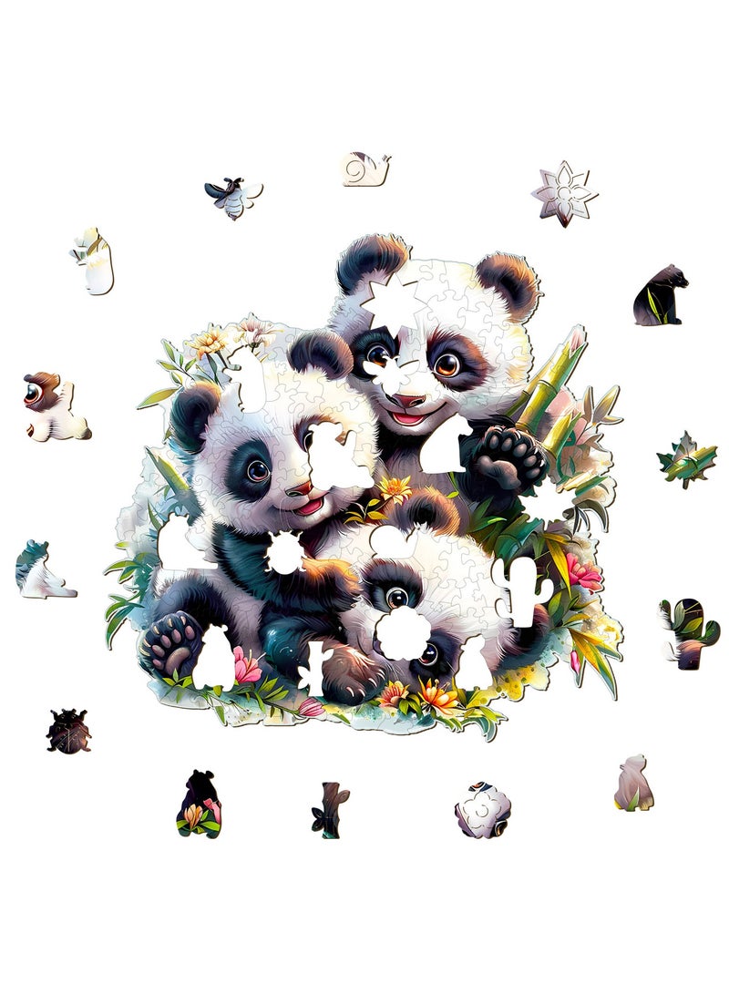 جالادون 200 قطعة من أحجيات الصور المقطوعة للكبار والصغار والمراهقين، أحجيات خشبية، ألعاب تعليمية لتخفيف التوتر، هدايا رمضانية فريدة، ديكورات منزلية طبيعية، نمط عائلة باندا لطيف - Image 4