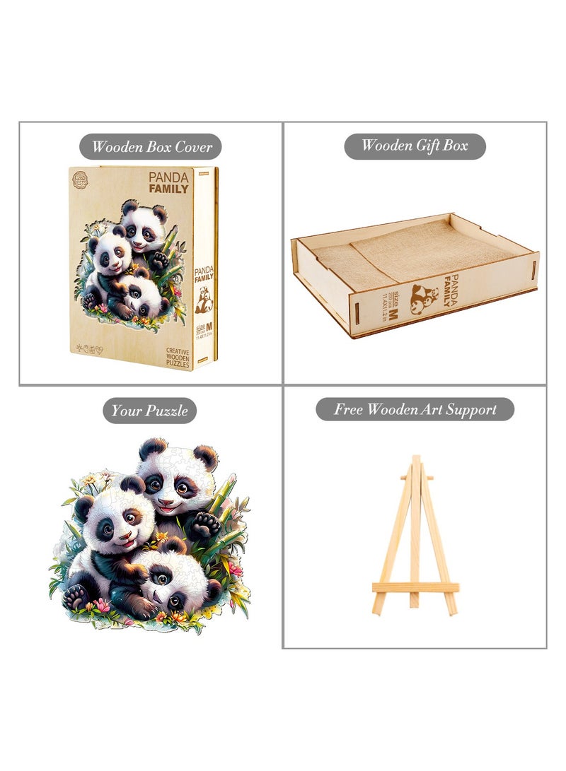 جالادون 200 قطعة من أحجيات الصور المقطوعة للكبار والصغار والمراهقين، أحجيات خشبية، ألعاب تعليمية لتخفيف التوتر، هدايا رمضانية فريدة، ديكورات منزلية طبيعية، نمط عائلة باندا لطيف - Image 5