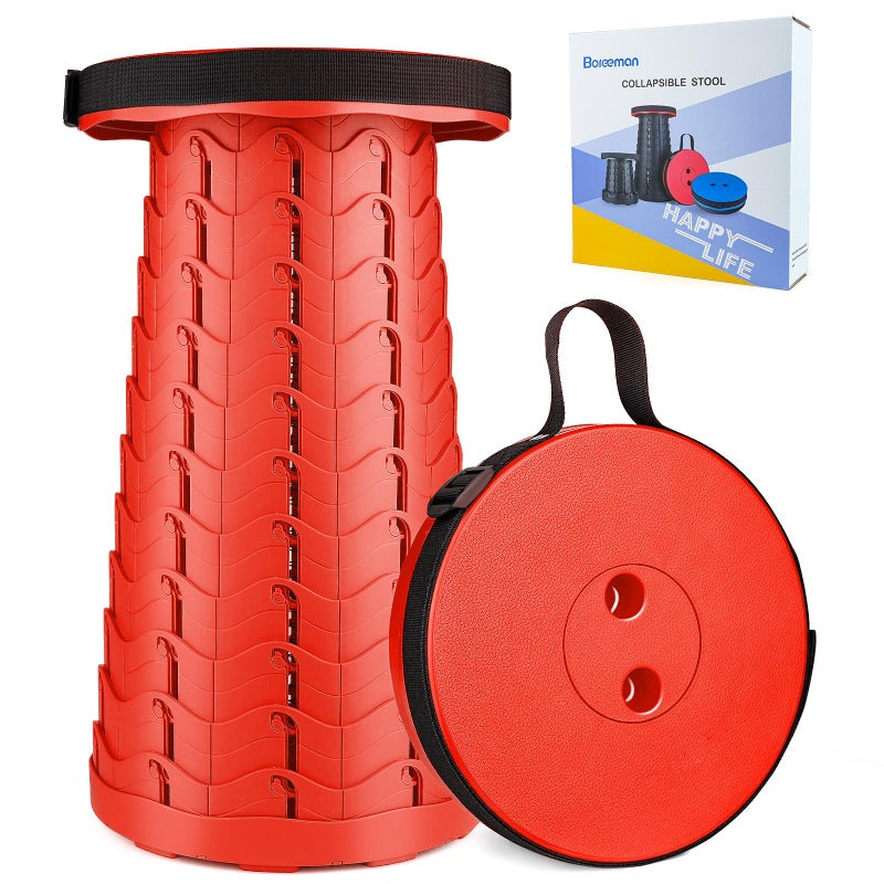 كرسي بوريمان القابل للطي المحسن خفيف الوزن ولكنه أكثر متانة بسعة تحميل 400 رطل كرسي محمول قابل للطي للتخييم والصيد والمشي وحفلات الشواء باللون الأحمر بالكامل