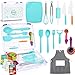 Suhctuptx Kids Cooking Sets Real Kids Cooking Baking Set with Storage Case Kid Safe Knives Cutting Board Apron Cookbook Toddler Cooking Utensils Montessori Kitchen Tools Birthday Gifts Toys for Girls Boys - Image 2