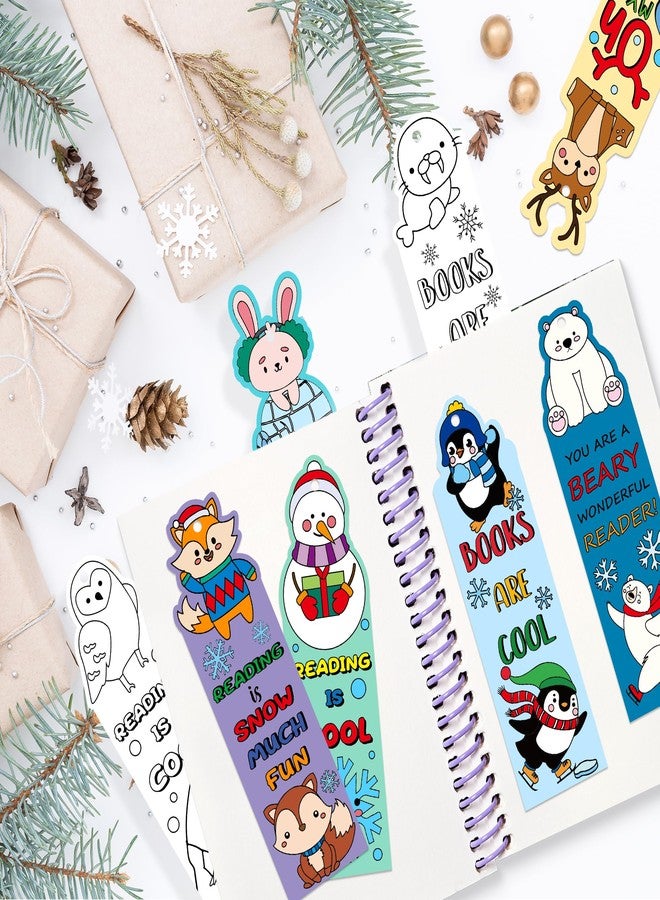 ANGOLIO Winter Color Your Own Bookmarks - 135P Winter Polar Animals Coloring Bookmarks DIY Coloring Blank Bookmark with Polar Bear Arctic Fox Arctic Rabbit for Classroom Goodie Bag Party Favor - Image 4
