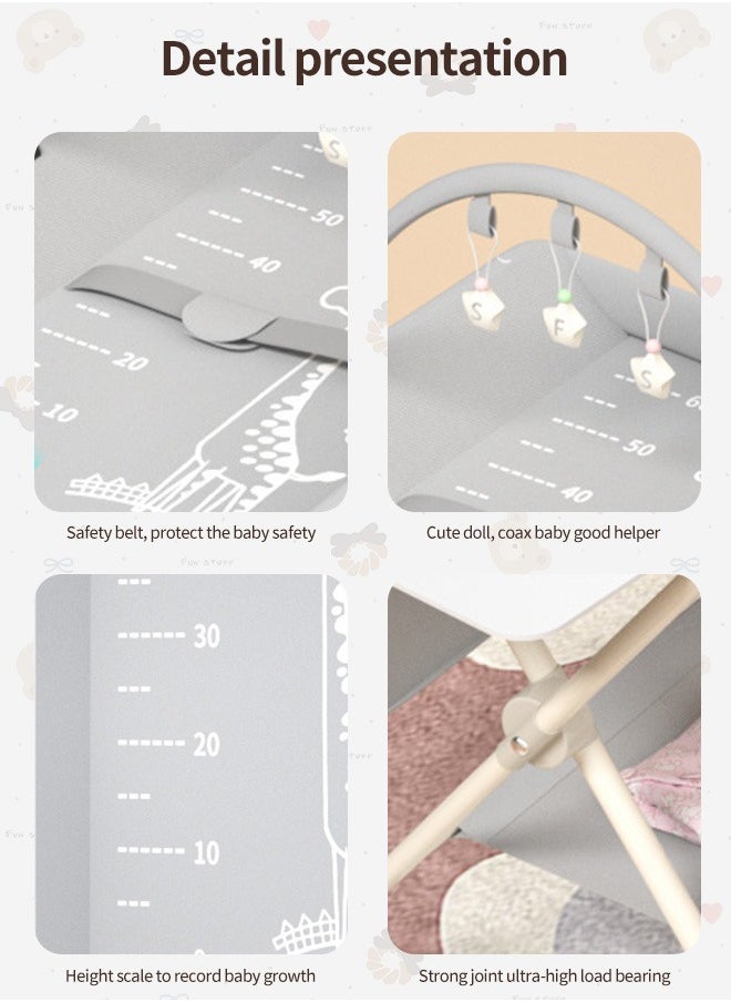 Foldable Baby Changing Table With Wheels Changing Station for Infant Diaper Changing Table Mobile Nursery Organizer for Newborn Essentials (Grey)