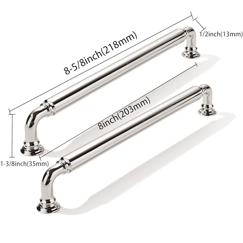 CABDM 10 Pack 8 Inch Hole Center Vibrant Polished Nickel Cabinet pulls HeavyDuty Solid Cabinet Handle Hardware Suitable for cabinets Dressers Kitchens and Bathroom cabinets - Image 3