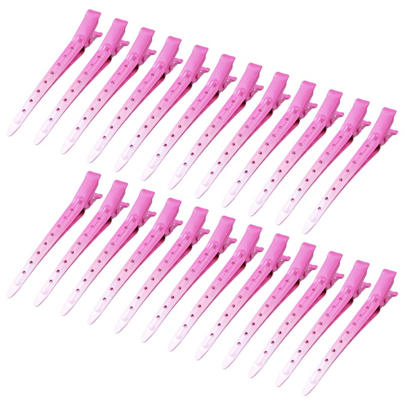 Bantoye 24 Packs Duck Bill Clips, Bantoye 3.35 Inches Rustproof Metal Alligator Curl Clips with Holes for Hair Styling, Hair Coloring, GS Pink - Image 1