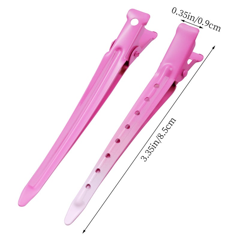 Bantoye 24 Packs Duck Bill Clips, Bantoye 3.35 Inches Rustproof Metal Alligator Curl Clips with Holes for Hair Styling, Hair Coloring, GS Pink - Image 2