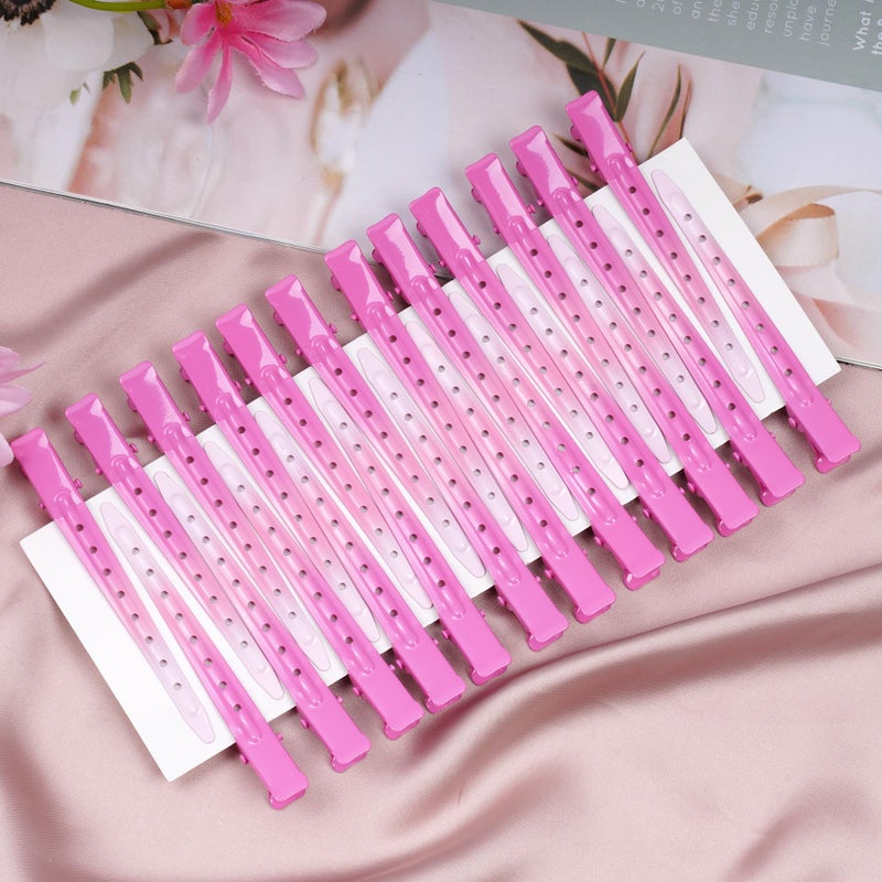Bantoye 24 Packs Duck Bill Clips, Bantoye 3.35 Inches Rustproof Metal Alligator Curl Clips with Holes for Hair Styling, Hair Coloring, GS Pink - Image 4