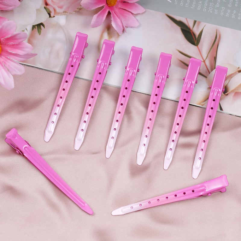 Bantoye 24 Packs Duck Bill Clips, Bantoye 3.35 Inches Rustproof Metal Alligator Curl Clips with Holes for Hair Styling, Hair Coloring, GS Pink - Image 5