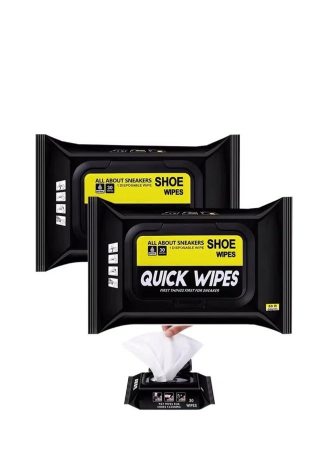 كوغزو مناديل تنظيف الأحذية الجلدية 2 قطع، 60 قطعة، منظف أحذية، مناديل تنظيف الأحذية، مناديل سريعة، للاستخدام لمرة واحدة، سهلة الحمل أثناء السفر، قابلة للنقل، تزيل الأوساخ والبقع، الأفضل للأحذية الرياضية، الأحذية، الصنادل. - Image 1