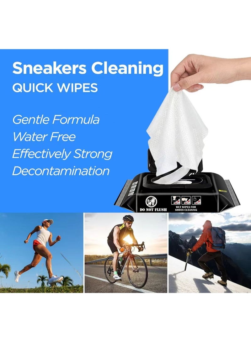 كوغزو مناديل تنظيف الأحذية الجلدية 2 قطع، 60 قطعة، منظف أحذية، مناديل تنظيف الأحذية، مناديل سريعة، للاستخدام لمرة واحدة، سهلة الحمل أثناء السفر، قابلة للنقل، تزيل الأوساخ والبقع، الأفضل للأحذية الرياضية، الأحذية، الصنادل. - Image 4